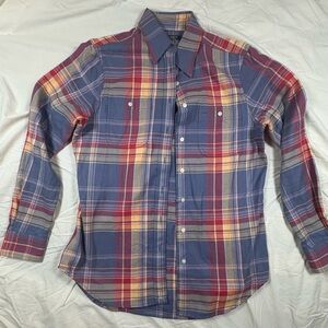 Men's Vintage Ralph Lauren Blue Plaid Button-Down Shirt